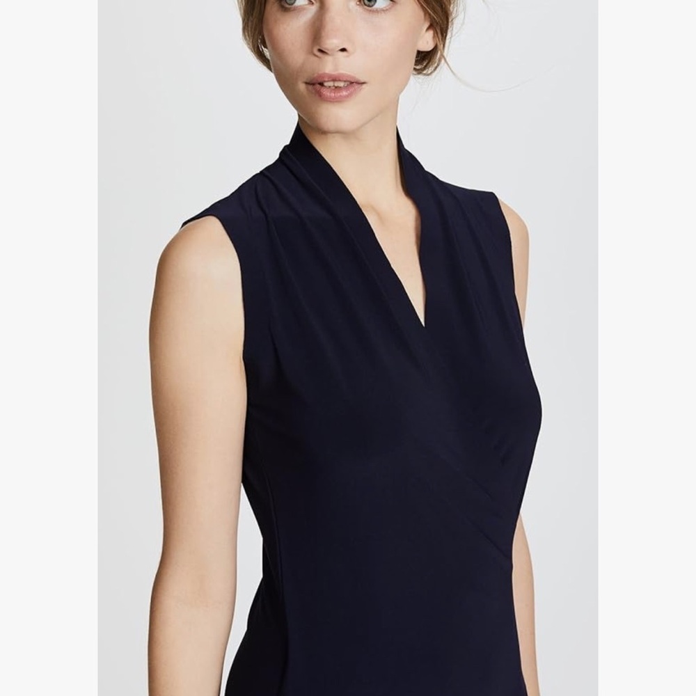 Norma Kamali Black Midi Dress Stretch Jersey Knit Funeral Mature Wedding Guest - Picture 15 of 15